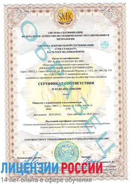 Образец сертификата соответствия Борисоглебск Сертификат OHSAS 18001